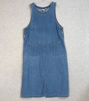 Vtg Crossroads Denim Dress Size L 14-16 Jumper Country Cottagecore Western 90s